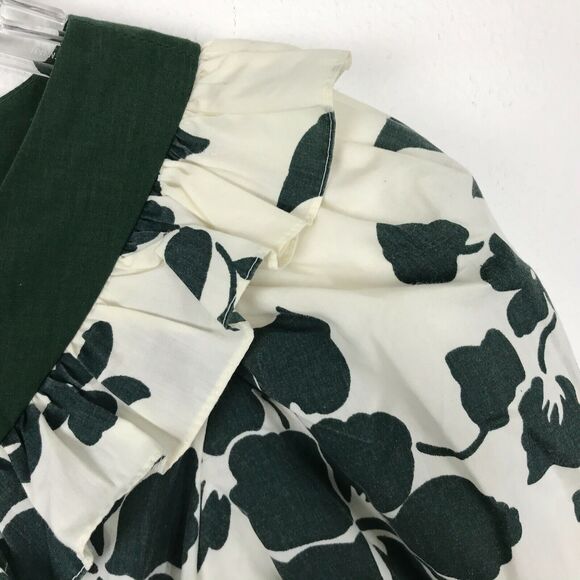 Vintage 1980s Dress Size S Green White Floral Lolenani Hawaiian Cotton - Picture 6 of 8